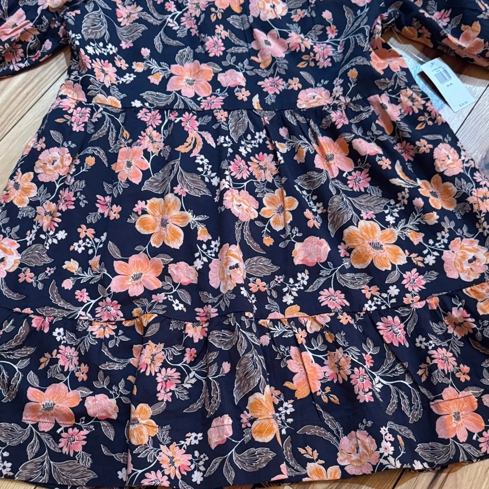 Old Navy Black and Orange Floral Kids Dress
